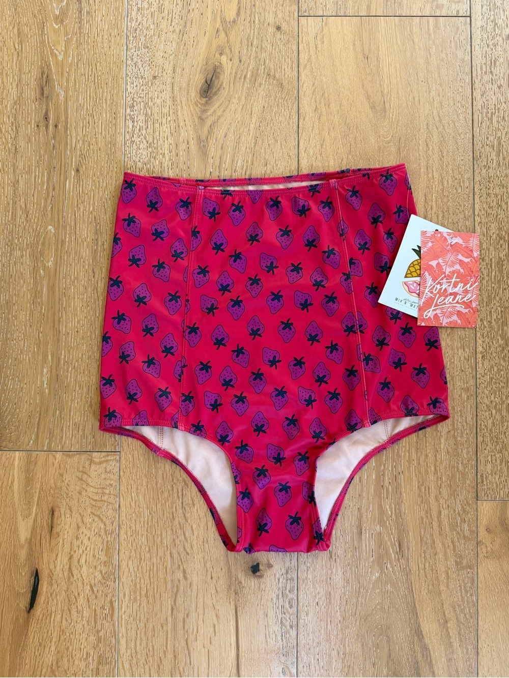 🍓 Kortni Jeane SWIM BOTTOM Red Strawberry High-Waist Swim Bottoms